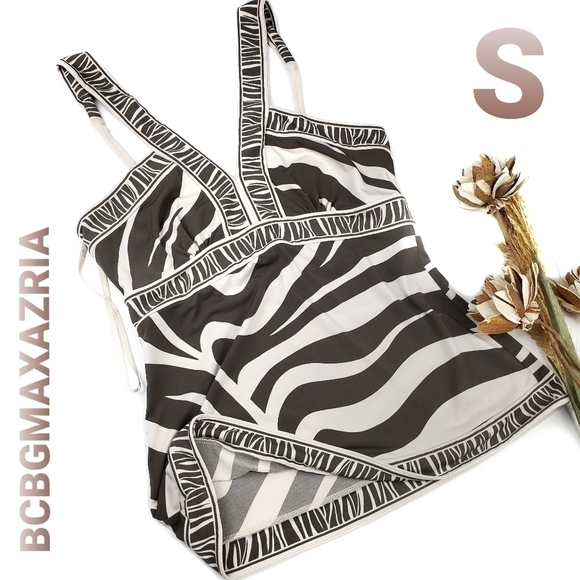 BCBGMAXAZRIA Brown Zebra Stripe Top S - Picture 1 of 11
